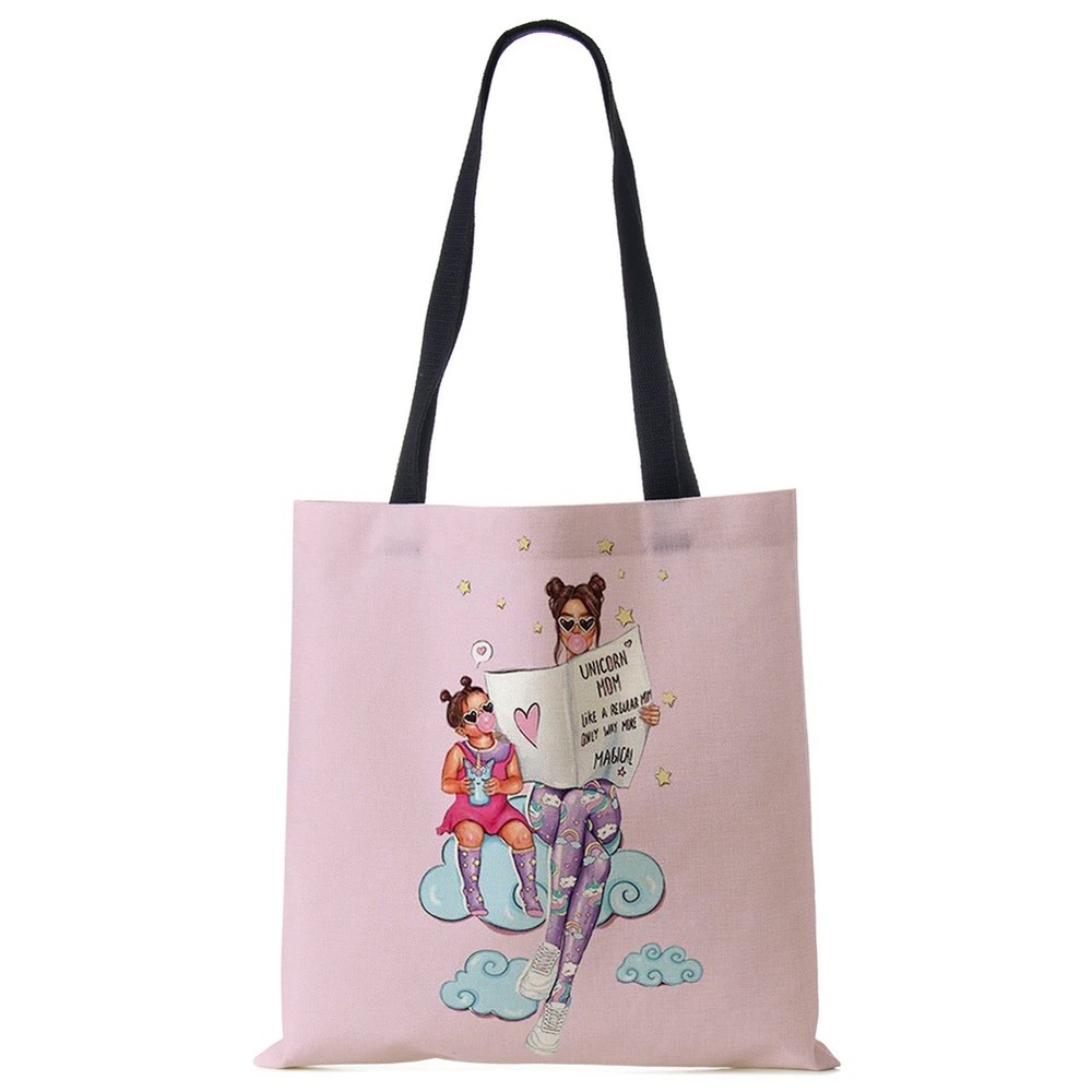 Eco-Friendly Unicorn Girl Mom Folding Tote Bag